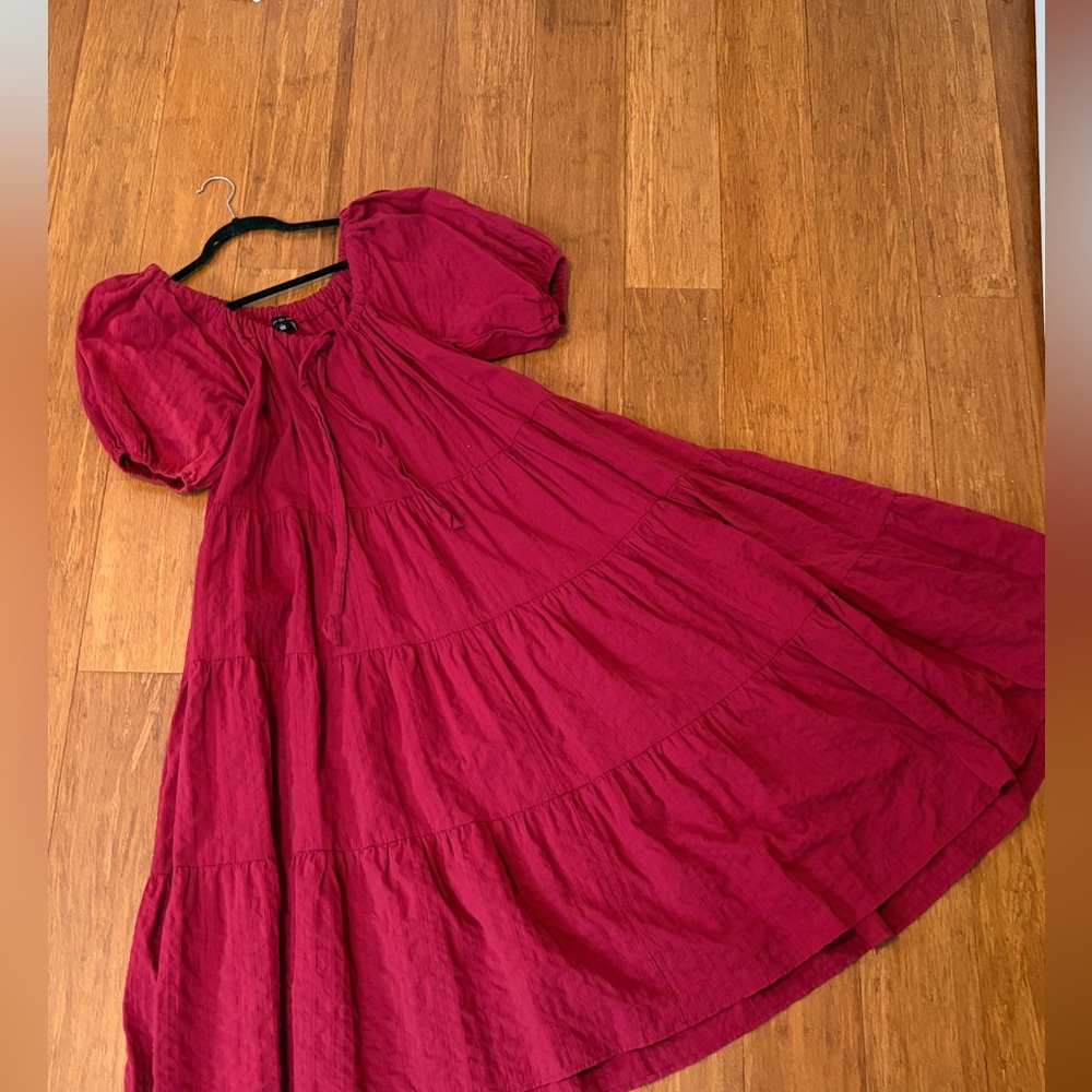 Jacqui the label - Rich Red Textured Dress